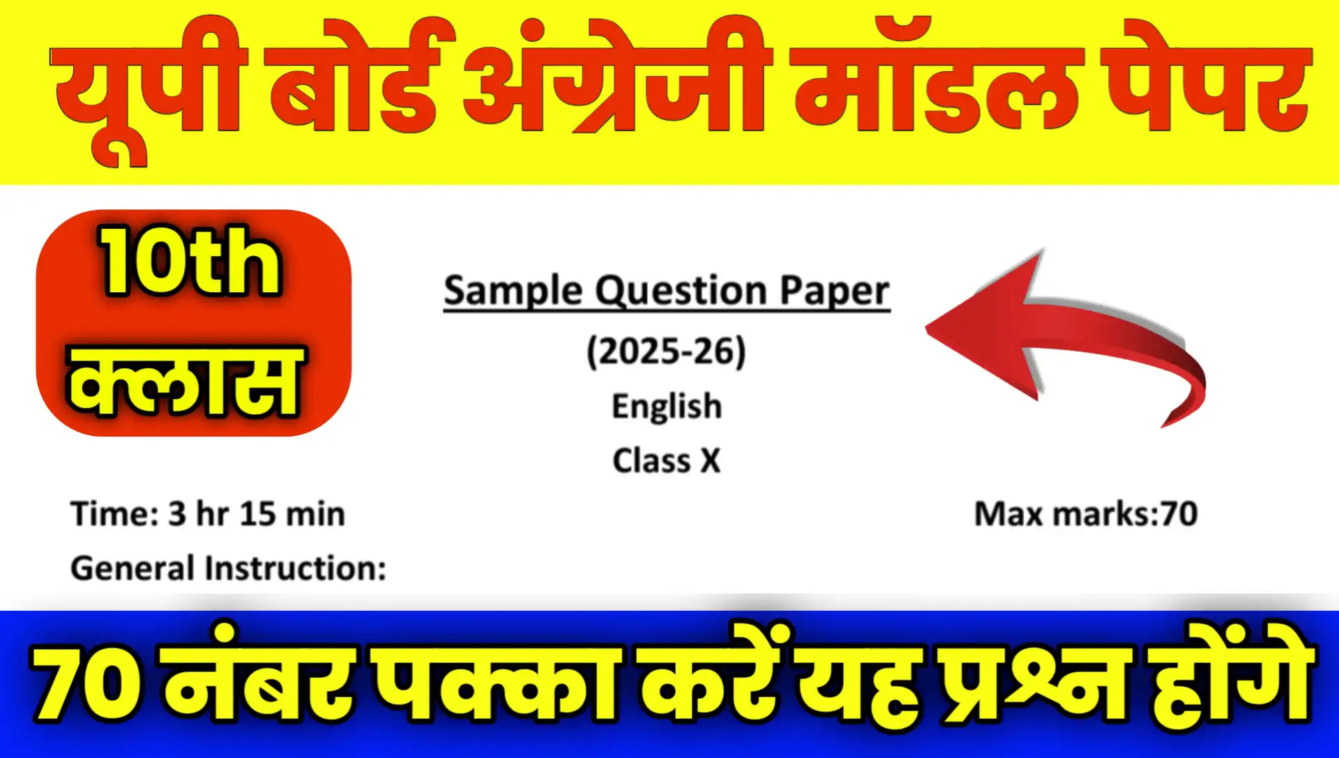 UP Board 10th English Model Paper 2026